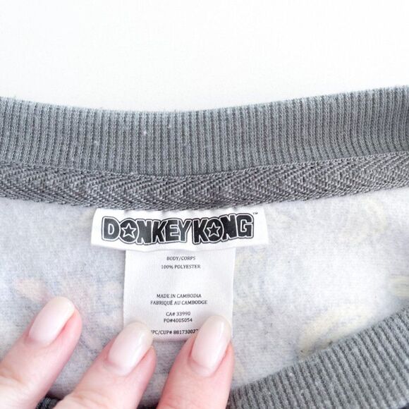 Nintendo Donkey Kong Rare Men's Crewneck Long Sleeved Ribbing Gray Size XL - Picture 3 of 8